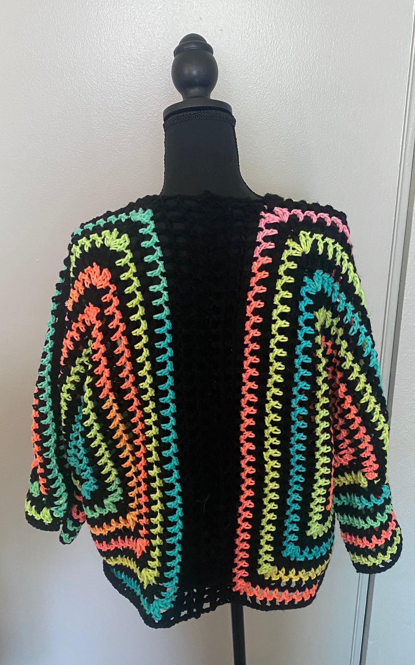 Hexagon Cardigan Black and Multi Colored