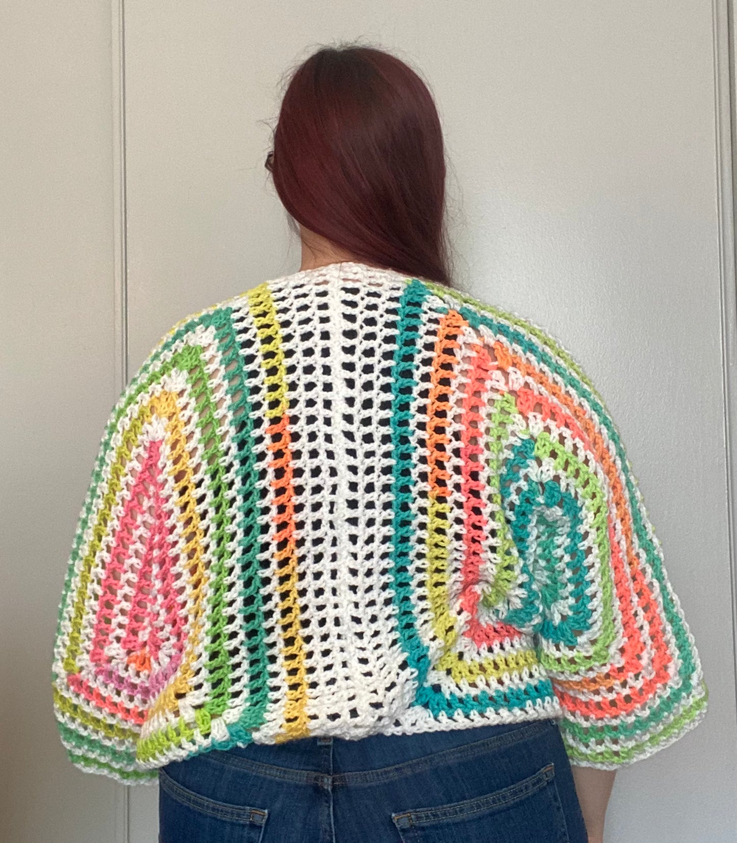 Hexagon Cardigan White and Multi Colored