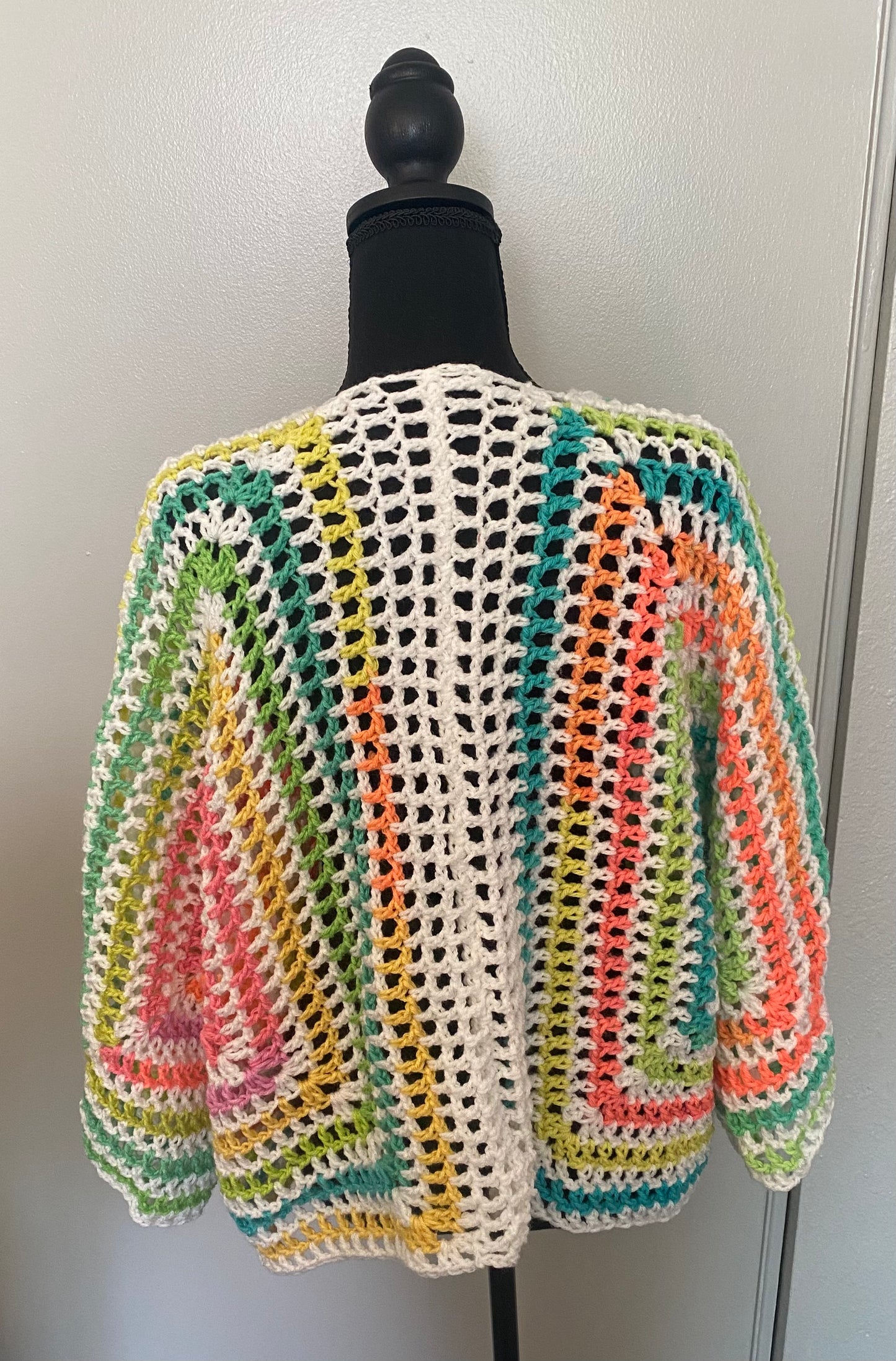 Hexagon Cardigan White and Multi Colored